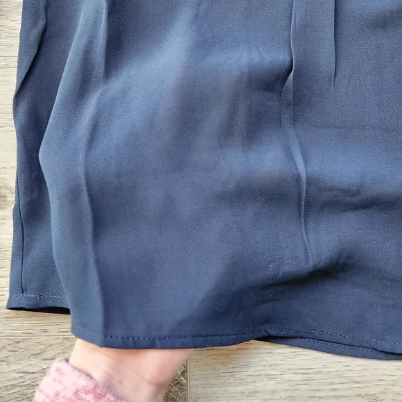 Eco Nanette Lepore Navy Shirt Womens Xs Ruffle Three Quarter Sleeves - Picture 4 of 10